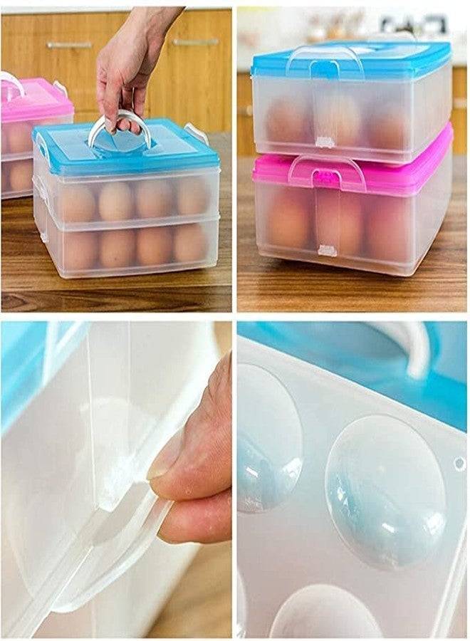 SPHP Egg Box 24 Grid Egg Storage Basket for Fridge Double layer plastic egg storage box 2 Layer 24 Grids Egg Storage Tray Box (24) - Image 4